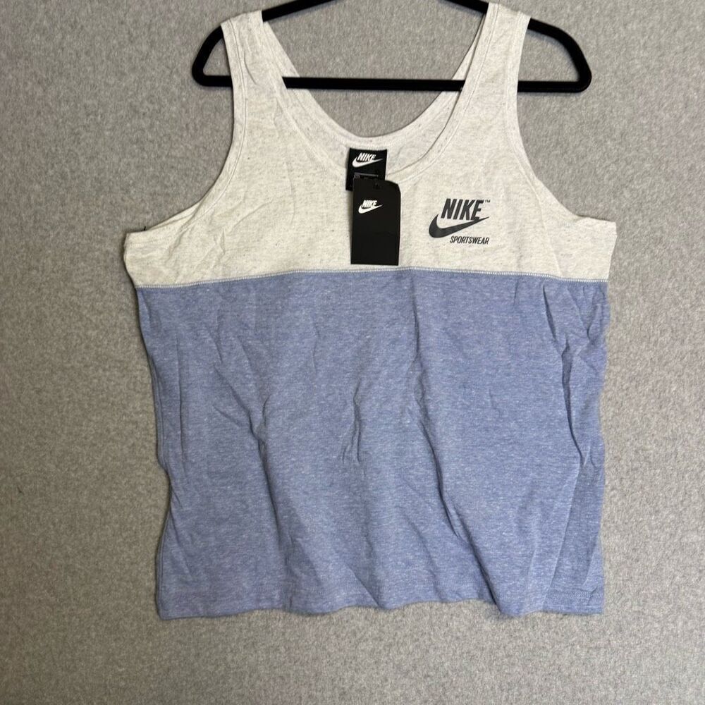 New Vintage Y2K Nike Women's Size 2XL XXL White Blue Sleeveless Tank Top athleti
